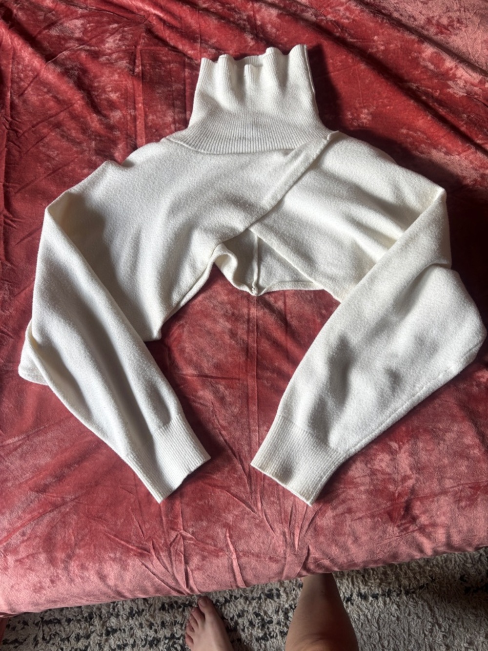 White Cropped Turtleneck Shrug Bolero